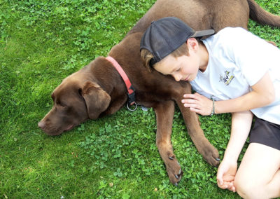 séance de médiation animale avec un chien